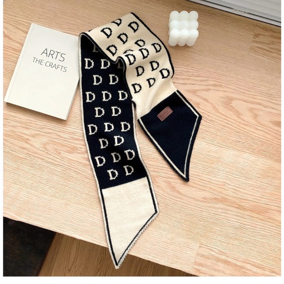 Other - Black and Cream Scarf with D Pattern